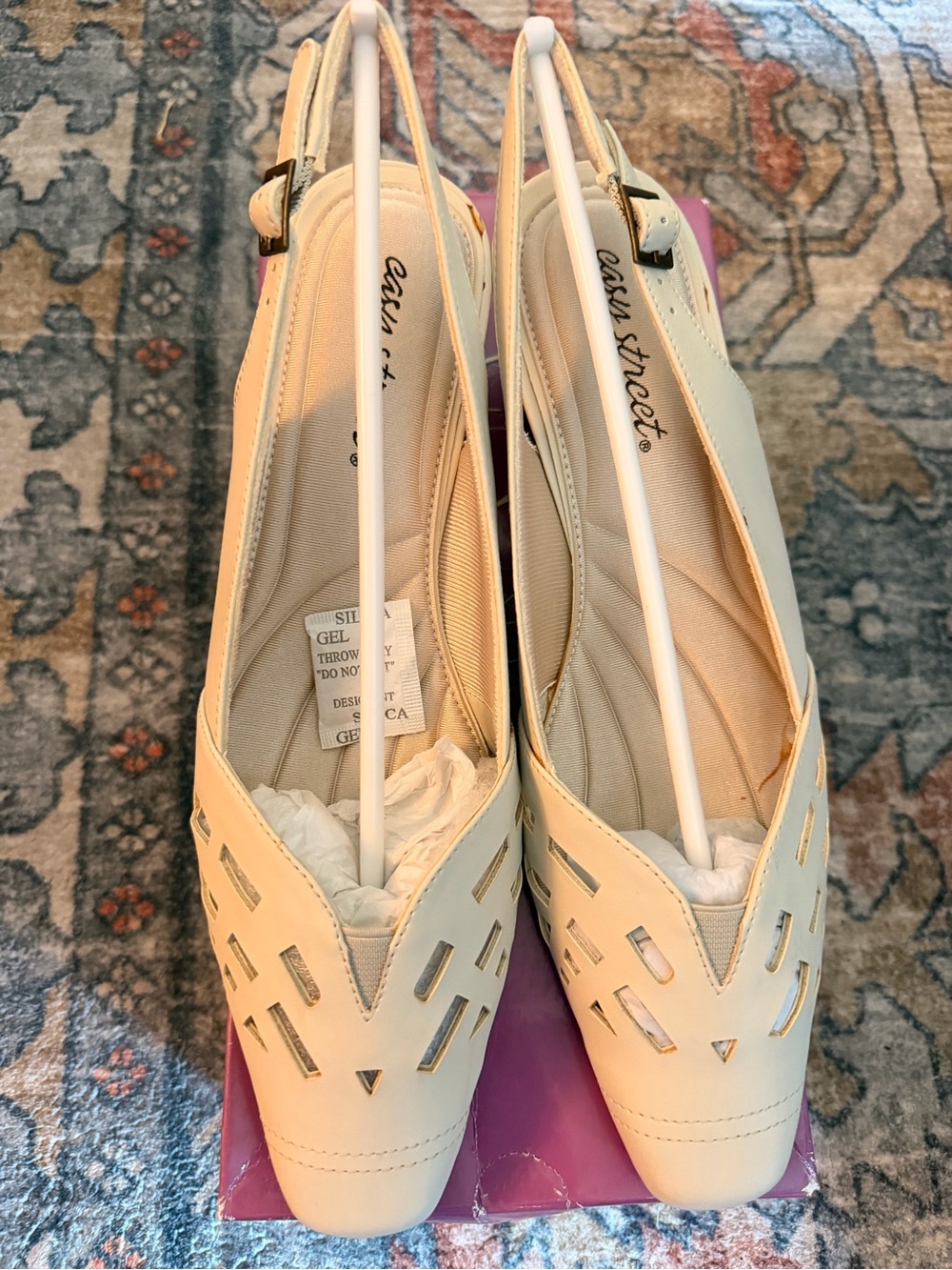 easy street Cream Cutout Slingback Flats
